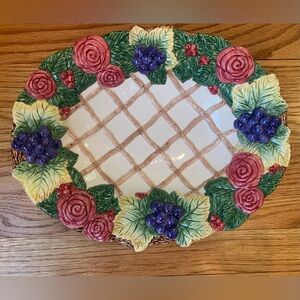 12" Oval Vegetable Bowl Rose Garland by Fitz & Floyd NWT